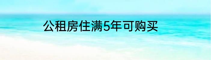 公租房住满5年可购买