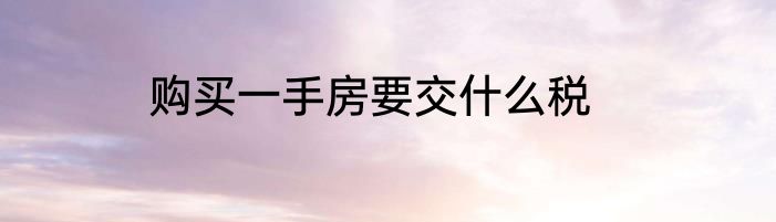 购买一手房要交什么税