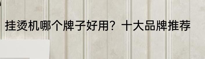 挂烫机哪个牌子好用？十大品牌推荐