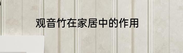 观音竹在家居中的作用