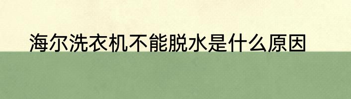 海尔洗衣机不能脱水是什么原因