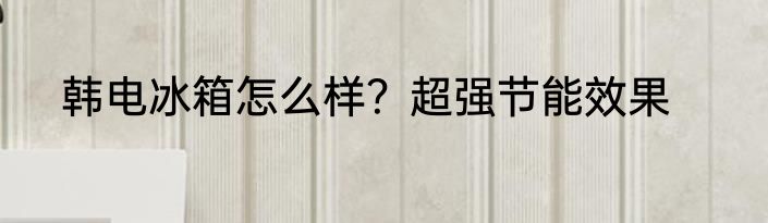 韩电冰箱怎么样？超强节能效果