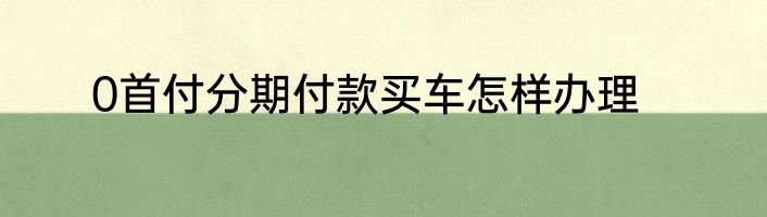 0首付分期付款买车怎样办理