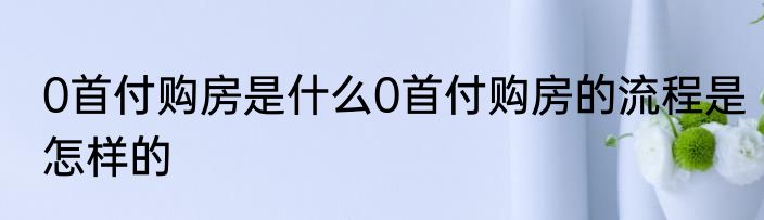 0首付购房是什么0首付购房的流程是怎样的