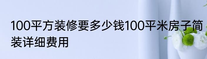 100平方装修要多少钱100平米房子简装详细费用