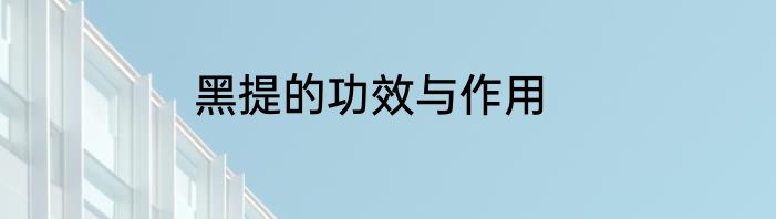 黑提的功效与作用