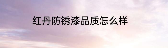 红丹防锈漆品质怎么样