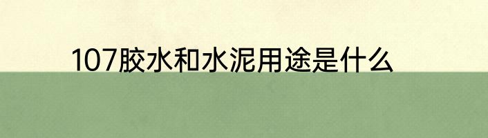 107胶水和水泥用途是什么
