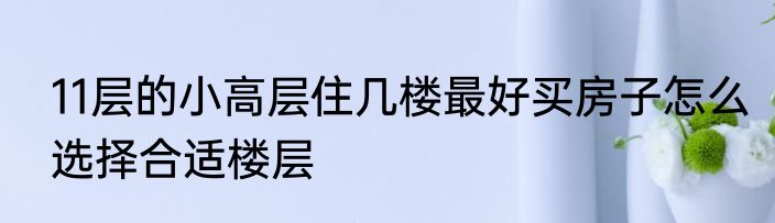 11层的小高层住几楼最好买房子怎么选择合适楼层