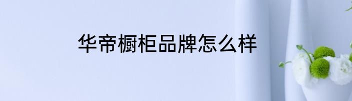 华帝橱柜品牌怎么样