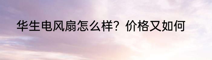 华生电风扇怎么样？价格又如何