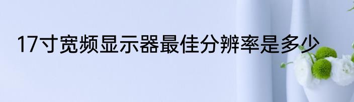 17寸宽频显示器最佳分辨率是多少
