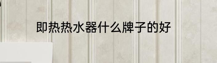即热热水器什么牌子的好