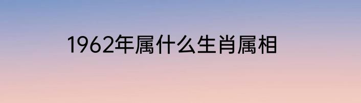 1962年属什么生肖属相