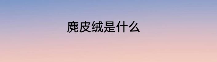 麂皮绒是什么