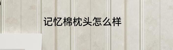 记忆棉枕头怎么样