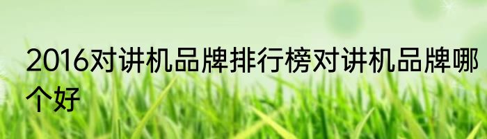2016对讲机品牌排行榜对讲机品牌哪个好