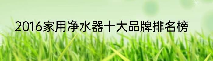 2016家用净水器十大品牌排名榜