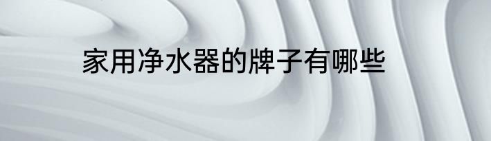 家用净水器的牌子有哪些
