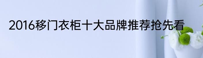 2016移门衣柜十大品牌推荐抢先看