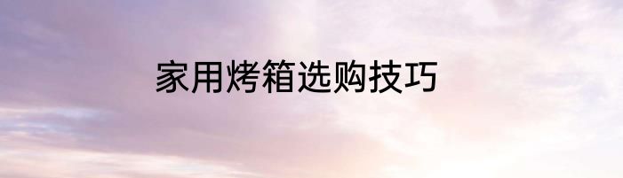 家用烤箱选购技巧