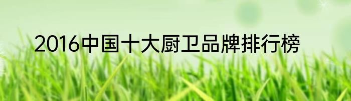 2016中国十大厨卫品牌排行榜