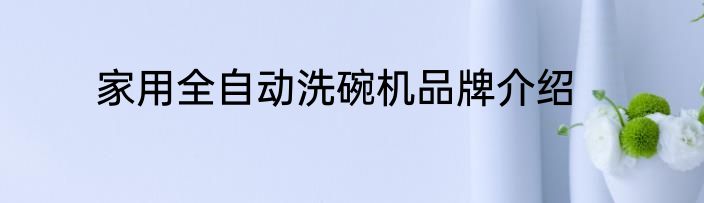 家用全自动洗碗机品牌介绍
