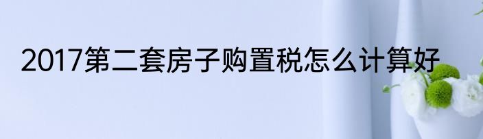 2017第二套房子购置税怎么计算好