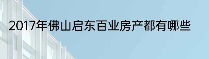 2017年佛山启东百业房产都有哪些