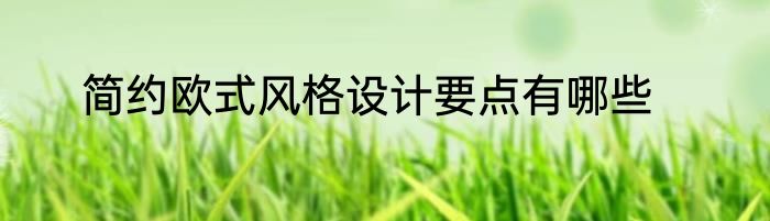 简约欧式风格设计要点有哪些