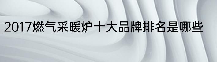 2017燃气采暖炉十大品牌排名是哪些