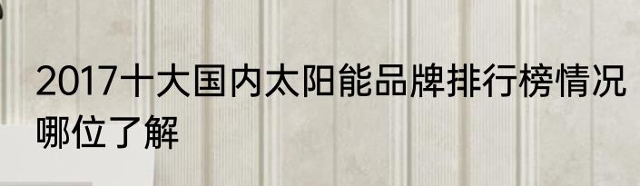 2017十大国内太阳能品牌排行榜情况哪位了解