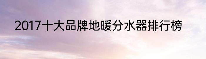 2017十大品牌地暖分水器排行榜