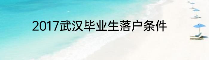 2017武汉毕业生落户条件