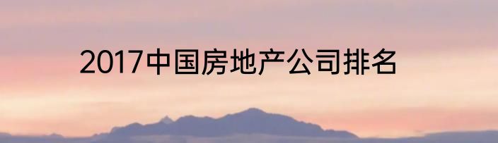 2017中国房地产公司排名