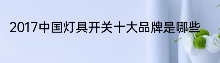 2017中国灯具开关十大品牌是哪些