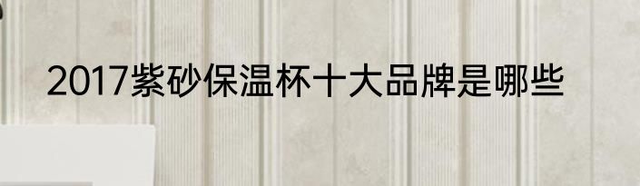 2017紫砂保温杯十大品牌是哪些