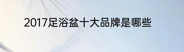 2017足浴盆十大品牌是哪些