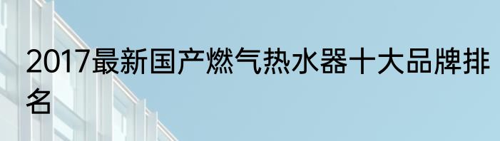 2017最新国产燃气热水器十大品牌排名