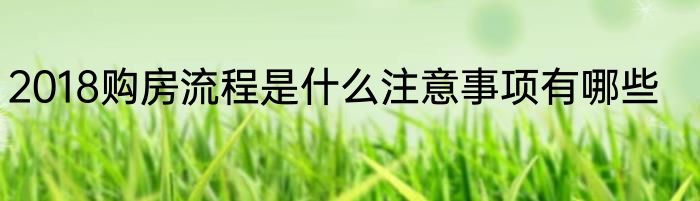 2018购房流程是什么注意事项有哪些
