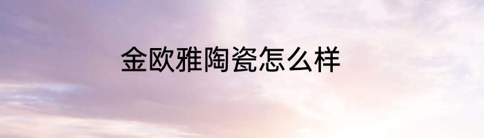 金欧雅陶瓷怎么样