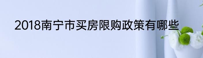 2018南宁市买房限购政策有哪些