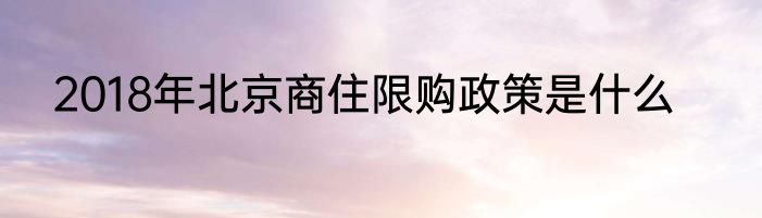 2018年北京商住限购政策是什么