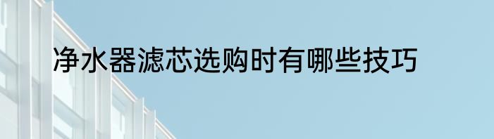 净水器滤芯选购时有哪些技巧