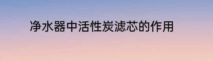 净水器中活性炭滤芯的作用