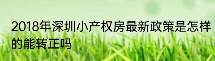 2018年深圳小产权房最新政策是怎样的能转正吗