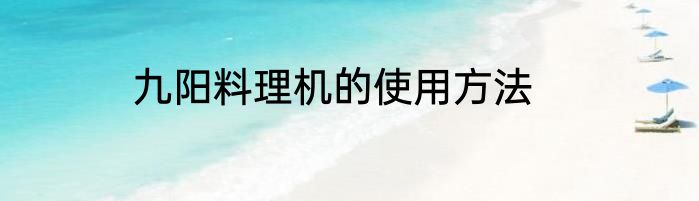 九阳料理机的使用方法
