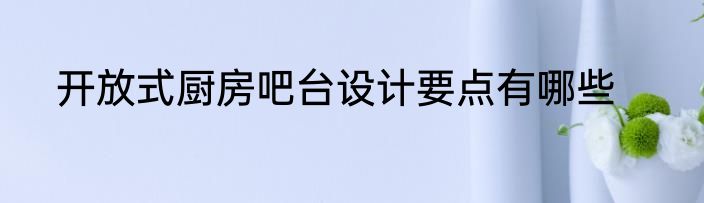 开放式厨房吧台设计要点有哪些