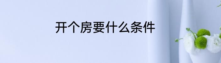 开个房要什么条件