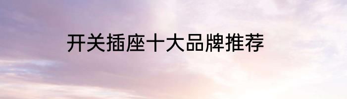 开关插座十大品牌推荐